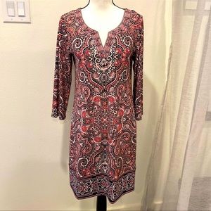 WHBM pink/black floral shift dress M
